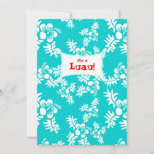 Invitación del partido Luau Hibiscus Flower Blue W