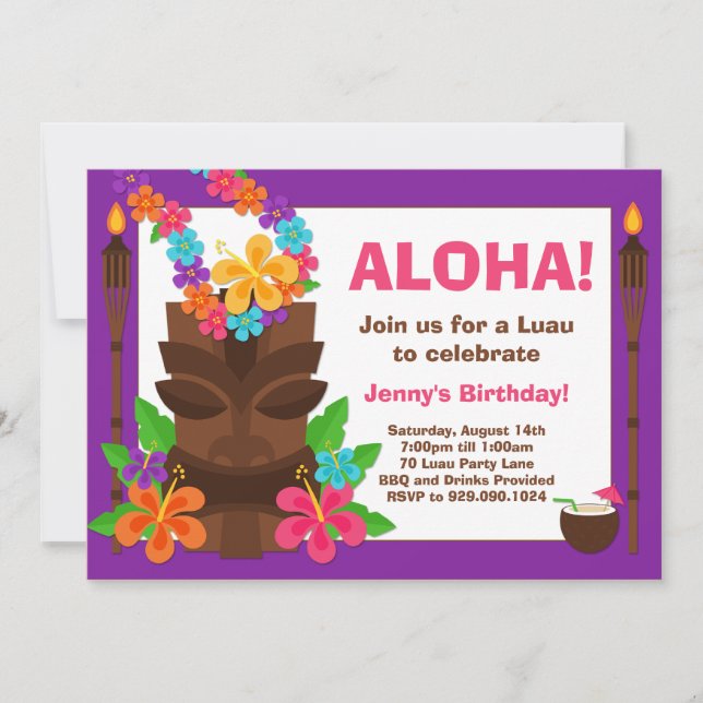 Invitación del Partido Luau Tropical (Anverso)