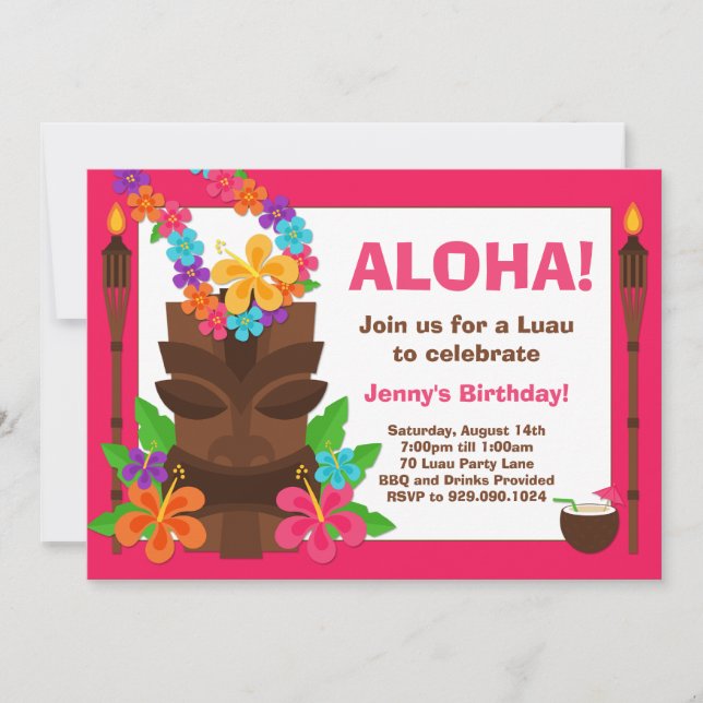 Invitación del Partido Luau Tropical (Anverso)