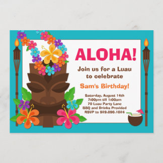 Invitación del Partido Luau Tropical