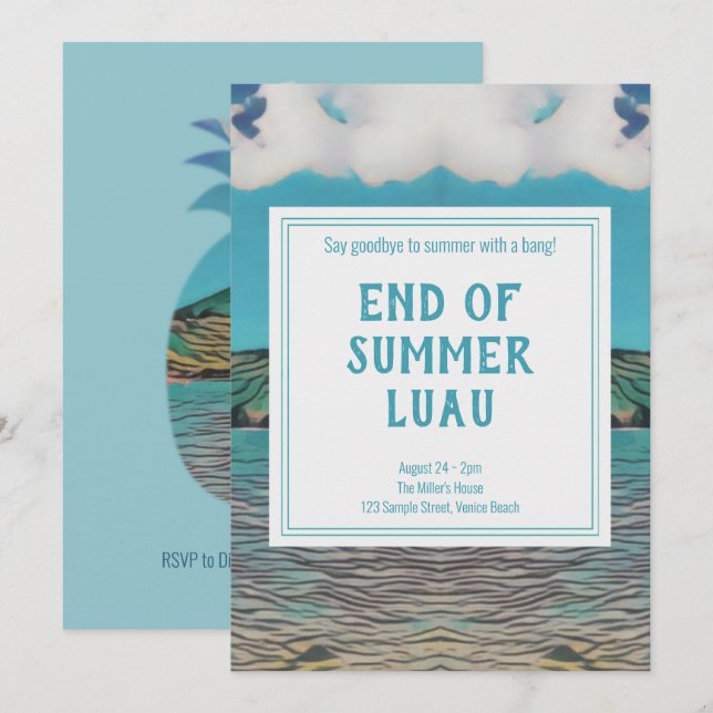 Invitación del Partido Luau Tropical (Anverso / Reverso)