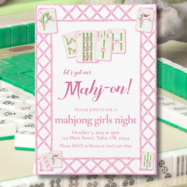Invitación del partido Mahjong, Coqueta verde rosa (Subido por el creador)