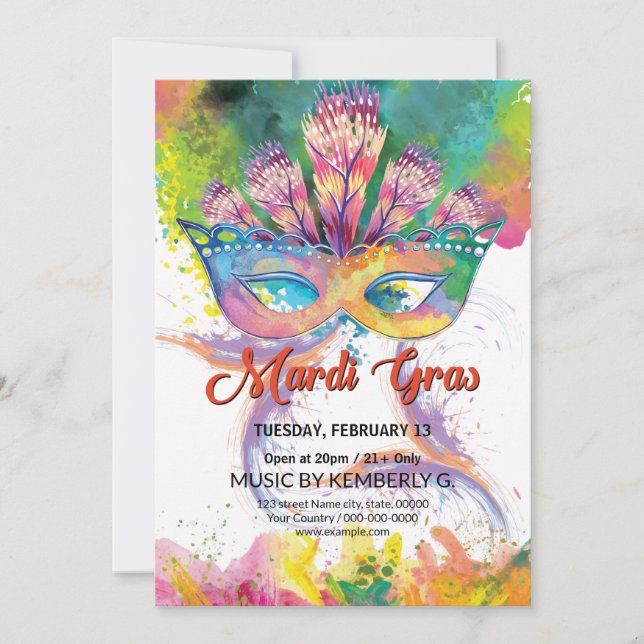 Invitación del partido Mardi Gras (Anverso)