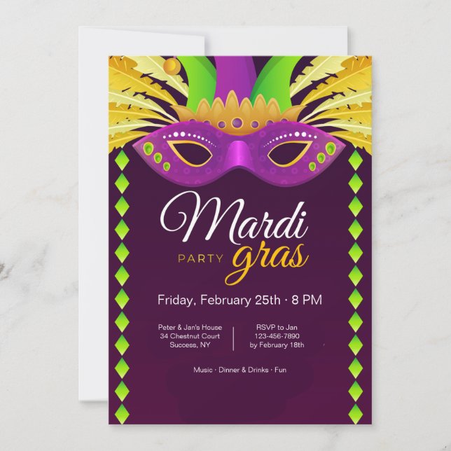 Invitación del partido Mardi Gras (Anverso)