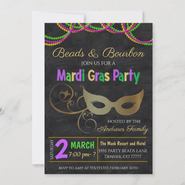Invitación del partido Mardi Gras (Anverso)