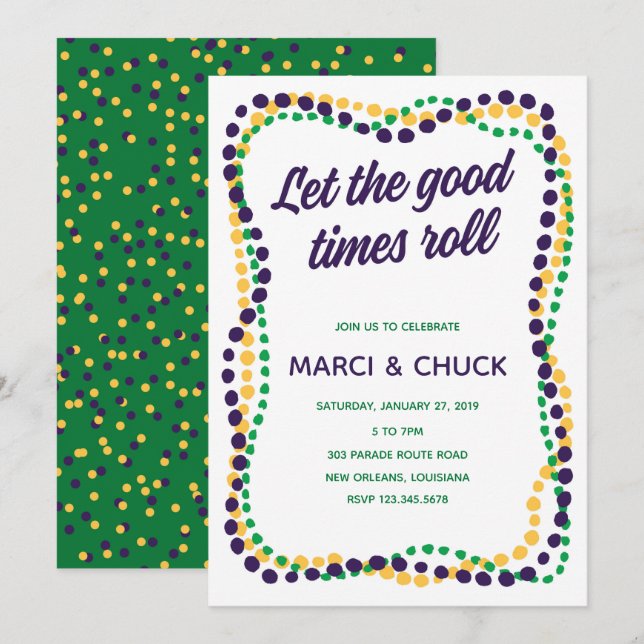 Invitación del partido Mardi Gras (Anverso / Reverso)