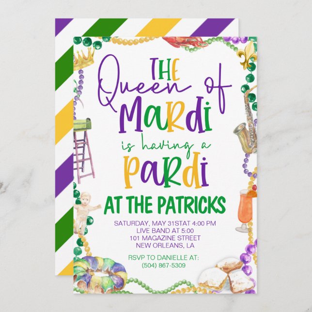 Invitación del partido Mardi Gras (Anverso / Reverso)