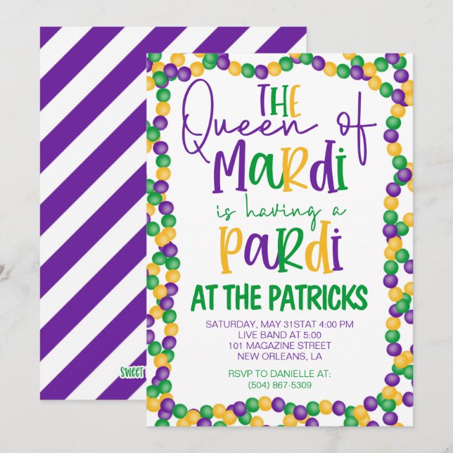 Invitación del partido Mardi Gras (Anverso / Reverso)