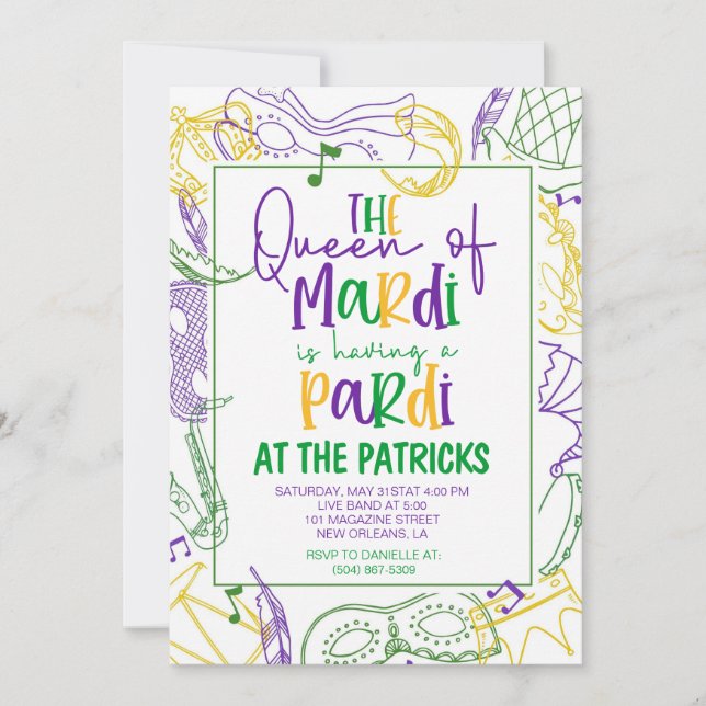Invitación del partido Mardi Gras (Anverso)