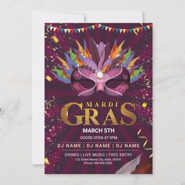 Invitación del partido Mardi Gras (Anverso)