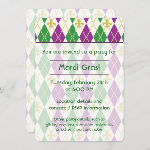 Invitación del partido Mardi Gras Argyle