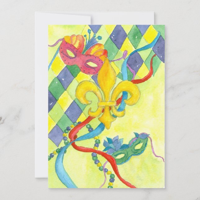 Invitación del partido Mardi Gras Fleur De Lis Pin (Anverso)