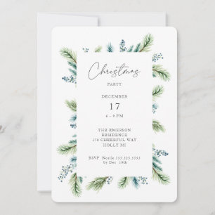 Invitación del partido navidad Boho Spruce y Fir