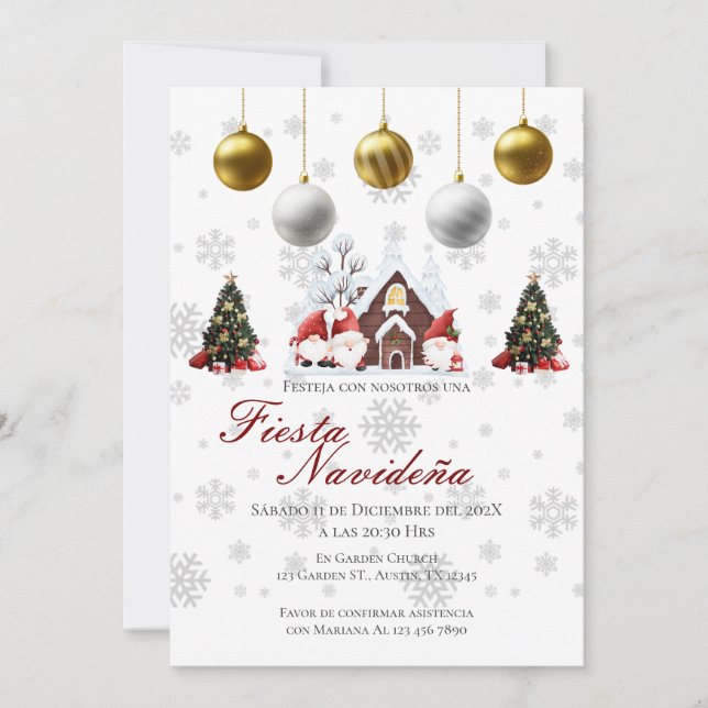 Invitación del partido navidad Posada Navideña (Anverso)