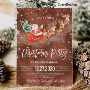 Invitación del partido navidad Winter Santa Reinde