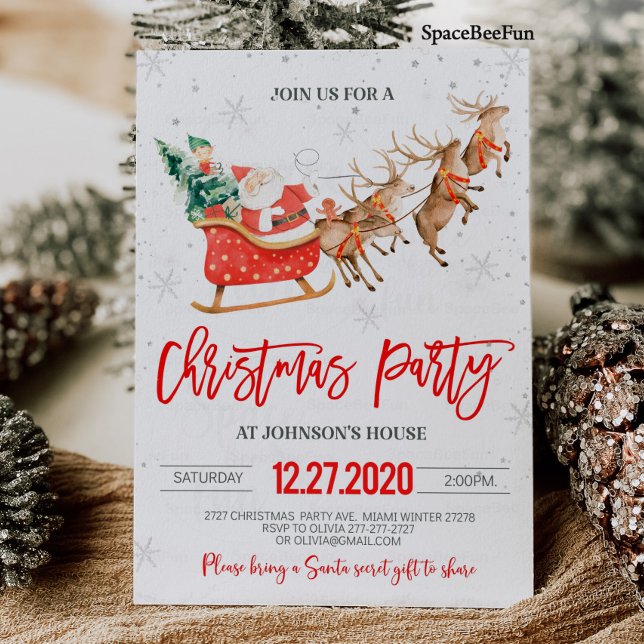 Invitación del partido navidad Winter Santa Reinde (Christmas party invitation Winter Santa Reindeer
Christmas party invitation Winter Santa Reindeer sl)