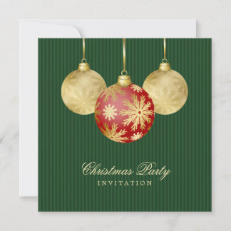 Invitación del partido navidades Balls Red Gold