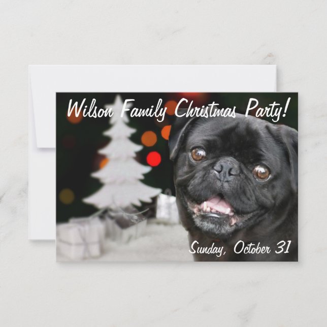 Invitación del partido Navidades Black Pug (Anverso)