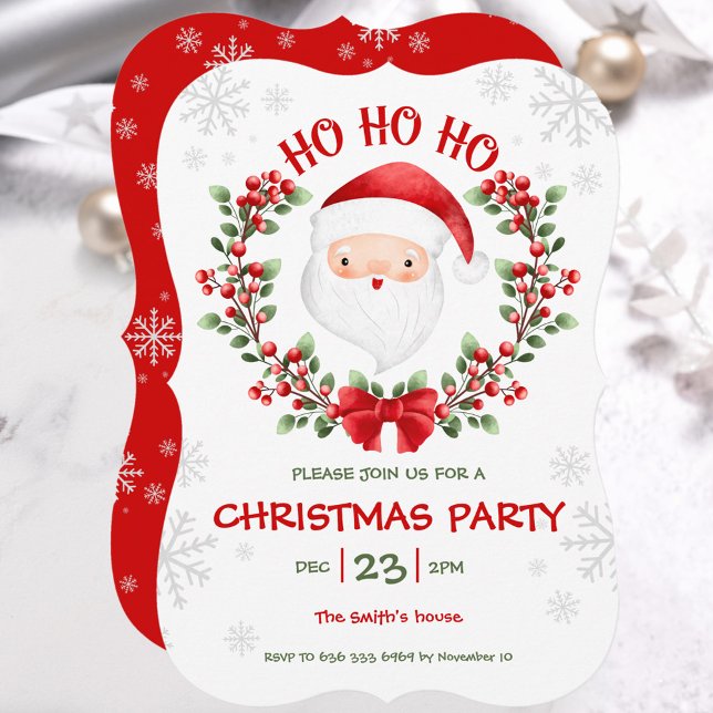 Invitación del partido Navidades Cute Santa Claus (Cute Santa Claus Christmas Party Invitation)