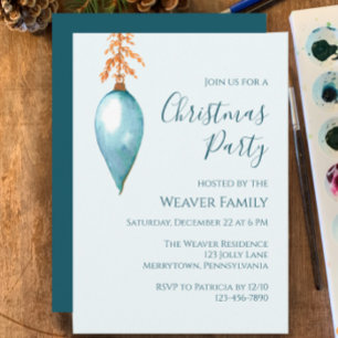 Invitación del partido Navidades de color azul úni