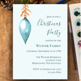 Invitación del partido Navidades de color azul úni