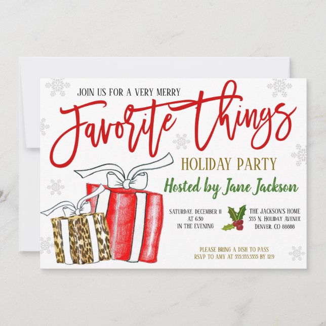 Invitación del partido Navidades de cosas favorita (Anverso)