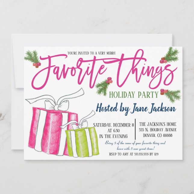 Invitación del partido Navidades de cosas favorita (Anverso)