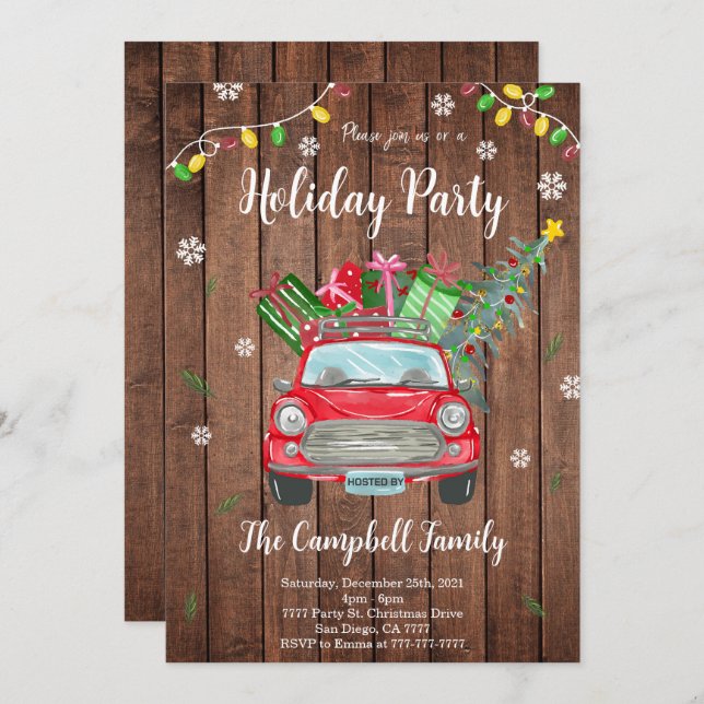 Invitación del partido Navidades de madera (Anverso / Reverso)
