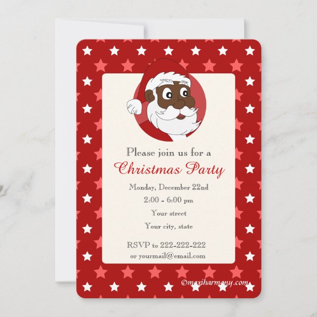 Invitación del partido Navidades de Papá Noel Negr (Anverso)