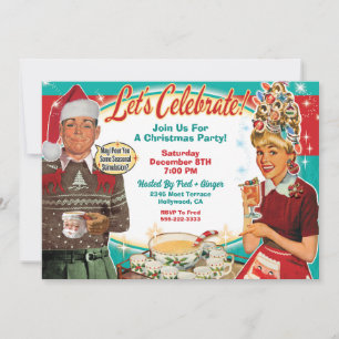 Invitación del partido Navidades de parejas retro