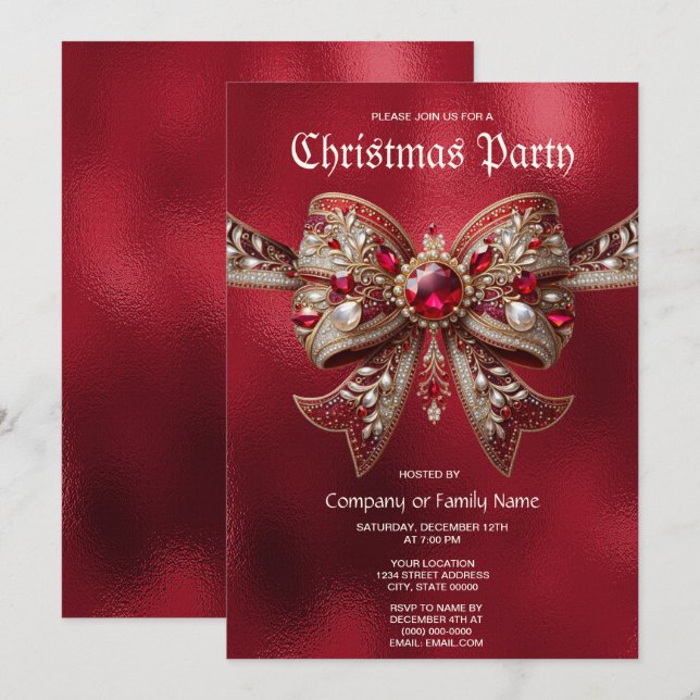 Invitación del partido Navidades de Red Bow (Anverso / Reverso)
