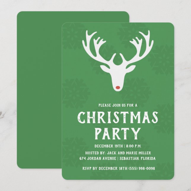 Invitación del partido Navidades de renos (Anverso / Reverso)