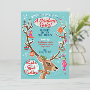 Invitación del partido Navidades de renos retro