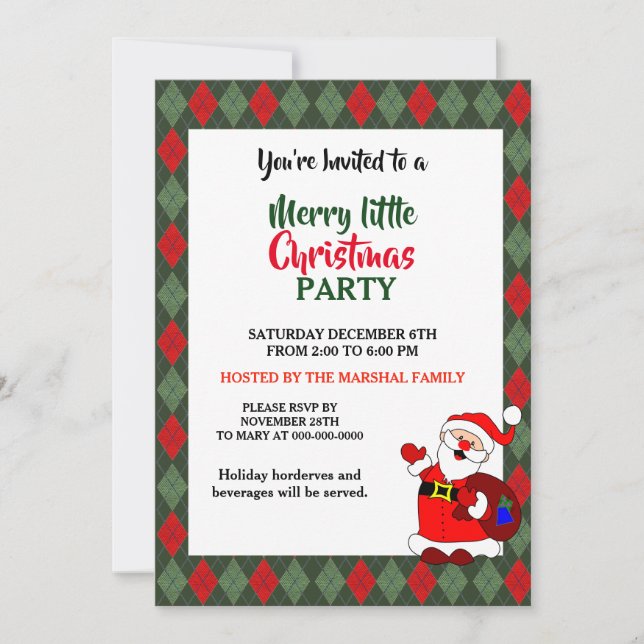 Invitación del partido Navidades de Santa Claus (Anverso)