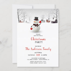 Invitación del partido Navidades de Snowman