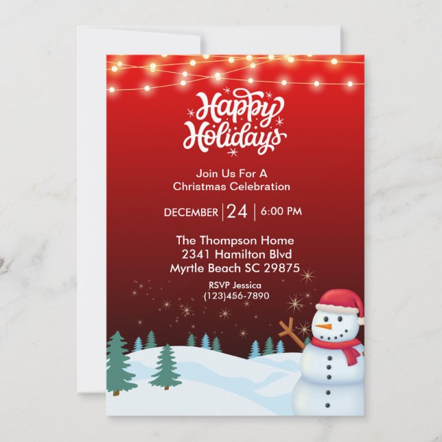 Invitación del partido Navidades de Snowman (Anverso)