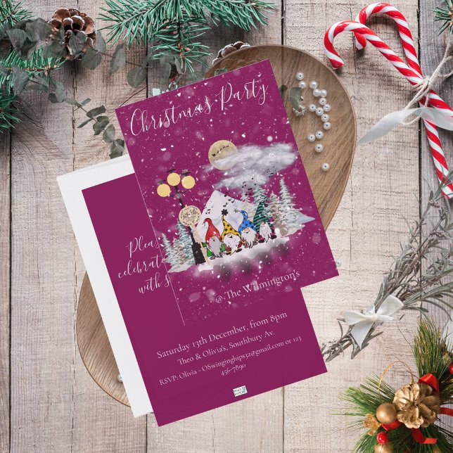 Invitación del partido Navidades del Cuarteto Elf (Elf Quartet Christmas Party Invitation)