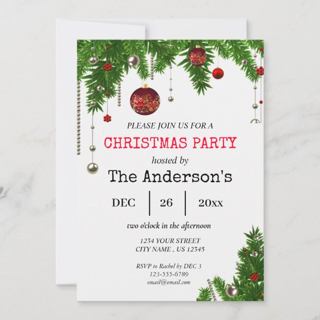 Invitación del partido navidades | Diseño festivo  (Anverso)