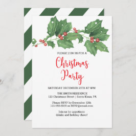 Invitación del partido Navidades Holly Wreath
