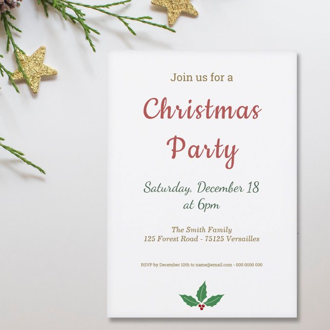 Invitación del partido Navidades minimalistas (Minimalist Christmas Party Invitation)
