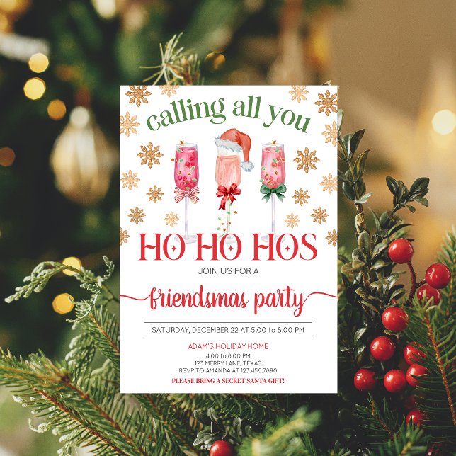Invitación del partido Navidades nocturnos de Dama (Calling All You Ho Ho Hos Ladies Night Friendsmas Christmas Party Invitation)