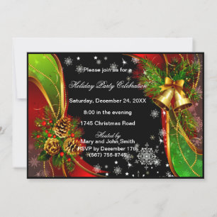 Invitación del Partido Navidades Pinecones Y Bells