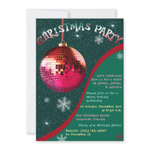 Invitación del Partido Navidades Retro Verde y Roj