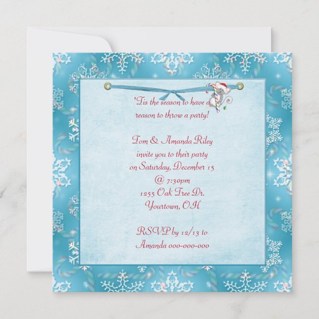 Invitación del partido navidades Snowflakes (Anverso)