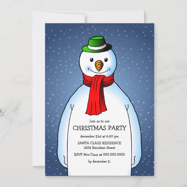 Invitación del partido Navidades Snowmans (Anverso)