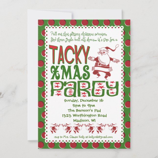Invitación del partido Navidades Tacky (Anverso)