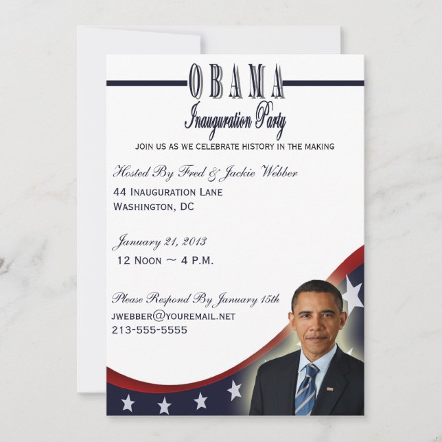 Invitación del partido Obama a la toma de mando 20 (Anverso)
