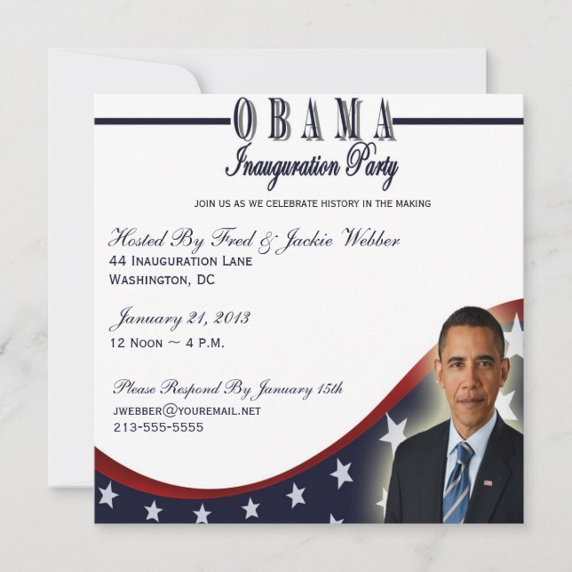 Invitación del partido Obama a la toma de mando 20 (Anverso)