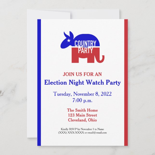 Invitación del Partido Observador de la Noche Elec (Anverso)