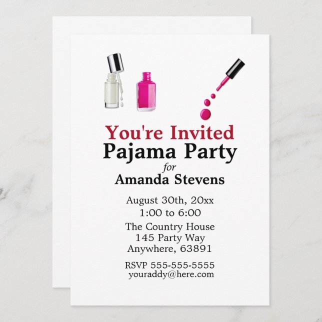 Invitación del Partido Pajama (Anverso / Reverso)